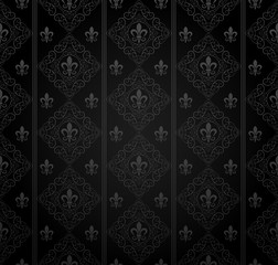 Black wallpaper. Classic vintage background, vector