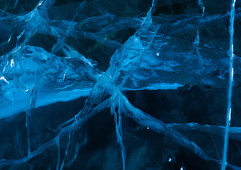 Winter. Extremal cracks on Ice of Lake Baikal. thickness of about one meter. . Ice storm. Used toning of the photo. 