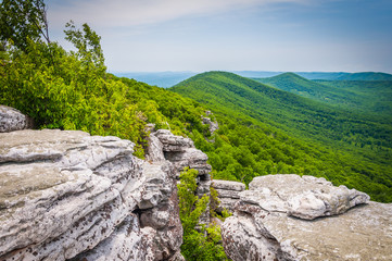 View of the Appalachian Mountains from cliffs on Big Schloss, in
