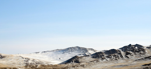 Obraz premium blue sky over the vast steppes, Olkhon island, Baikal. Used toning of the photo