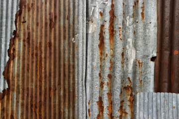 Old Texture and rusty zinc house fence background