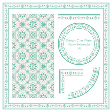 Vintage Border Pattern 392 Oriental Octagon Cross Flower