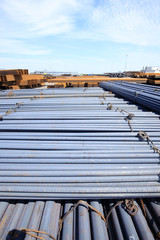 Stack of round steel bar