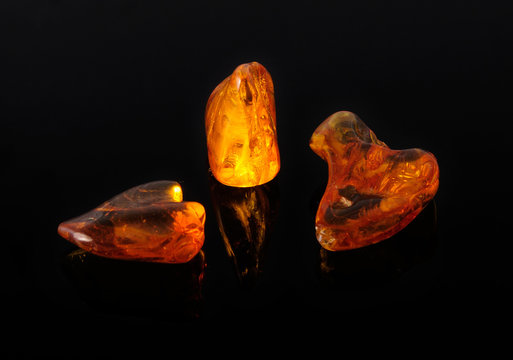 bright, fiery orange amber stones
