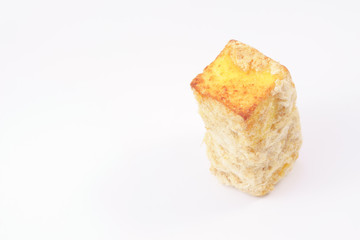 Long loaf with shredded pork and butter