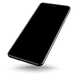 Perspective jet black smartphone mockups iPhone 7 style. Can use for printing presentation element. You can insert your app demo or any information inside it and use it for business presentation.
