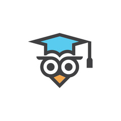 Owl Education Campuss Graduation Hat Logo Vector Image Icon