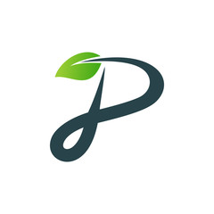P Nature Floral Logo Vector Image Icon