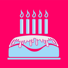 Birthday card with cake, tort urodzinowy - obrazy, fototapety, plakaty