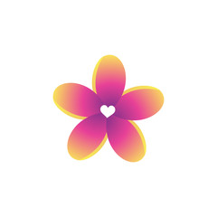 Plumeria Flower Love Logo Vector Image Icon