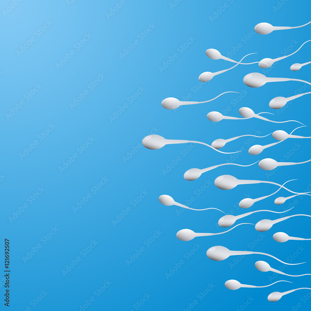 Wall mural vector illustration sperm that runs towards the egg, competition