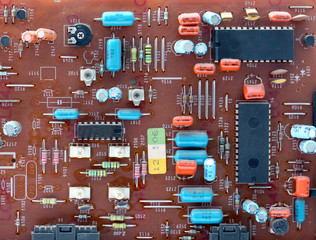 Part of old vintage printed circuit board