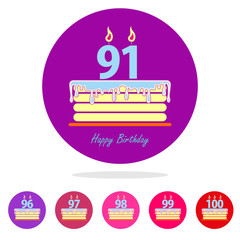 Birthday card with cake - obrazy, fototapety, plakaty