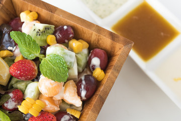 Bowl of healthy fresh fruit salad