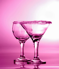 Wine glass close-up, decoration on the edge of a white crumb