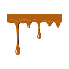 Flowing drop of caramel icon isolated on white background. Sweetness symbol