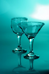 Wine glass close-up, decoration on the edge of a white crumb
