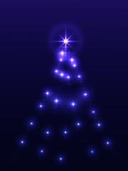 Fototapeta na wymiar Bright Christmas tree on a dark background