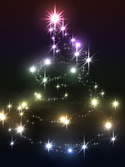 Bright Christmas tree on a dark background