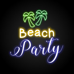 Beach Party neon vector