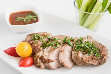 Thai Style Grilled Pork with Spicy Sauce