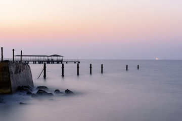 Milky view of Ajman beach in United Arab Emirates © kingslyg