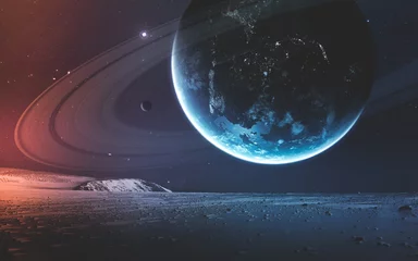 Türaufkleber Abstrakter wissenschaftlicher Hintergrund - Planeten im Weltraum, Nebel und Sterne. Elemente dieses von der NASA bereitgestellten Bildes nasa.gov © Vadimsadovski