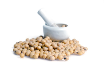 Soybean or soy bean isolated on white background
