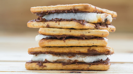 Closeup homemade smores