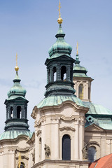 Fototapeta na wymiar towers of an old catholic church in Prague Czech republic
