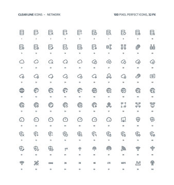 Network clear line icons