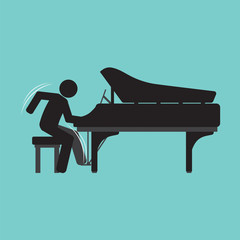 Black Symbol Piano Player Vector Illustration