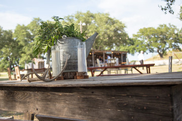 A rustic farm table in central Texas