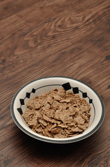 Breakfast with cereal in a bowl 