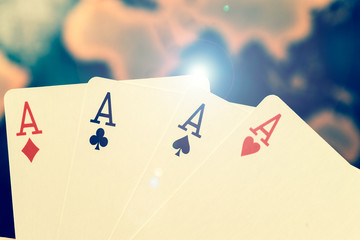 Obraz premium Gambling image, playing cards, with lens flare