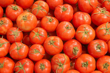 Red tomatoes at open air market