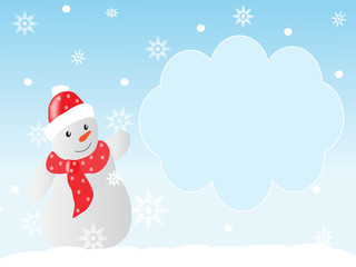 
Winter background with a snowman for writing text