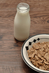 Breakfast with cereal and milk