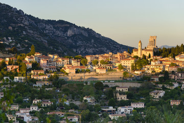 Obraz premium La turbie and trophee des alpes, french riviera