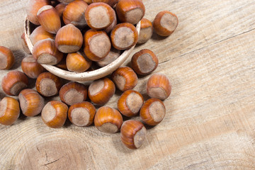 Hazelnuts close up.