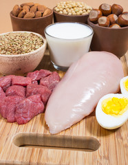 Natural products containing plant and animal proteins.