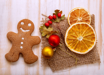 gingerbread Christmas tree and gifts on table