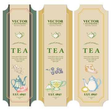 Labels Black tea Fruit tea Green Tea design package