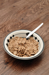 Breakfast with cereal in a bowl 