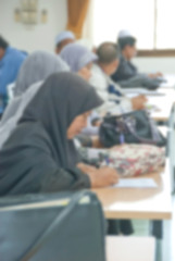 blur image of adult asian muslim education muslim female education