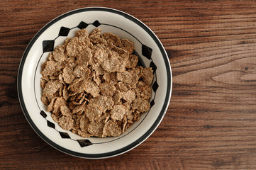 Breakfast with cereal in a bowl 