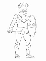 silhouette of a warrior, vector draw