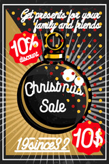 Color vintage Christmas sale poster