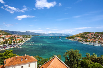 Naklejka na ściany i meble Trogir town panoramic view, Croatia Trogir.