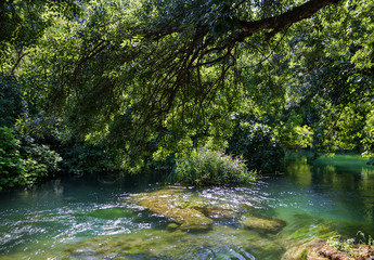 Plitvice lake, Croatia natural travel background, national park